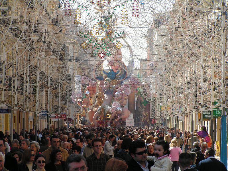 Crowds at the Fallas in Valencia
